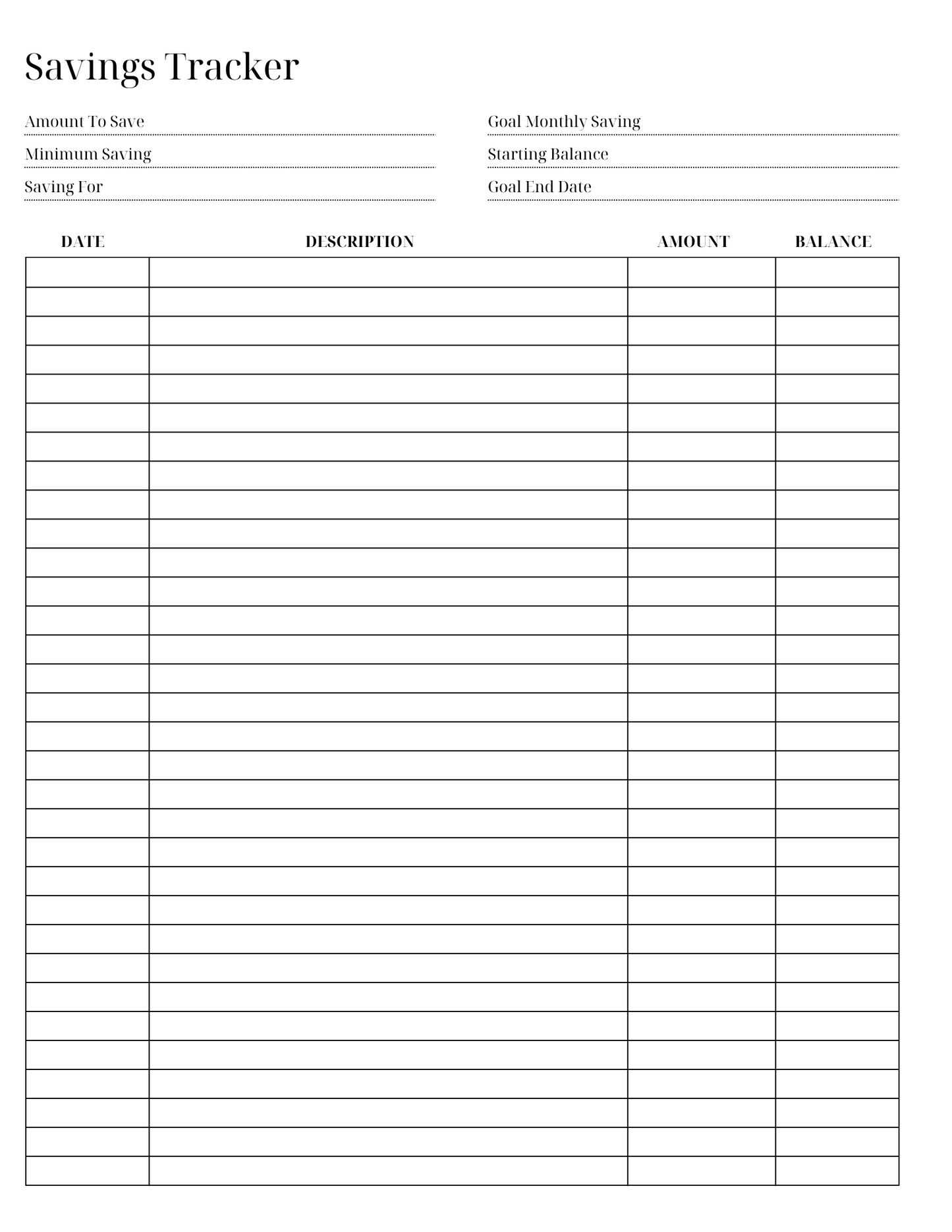Savings Tracker (Digital/Printable)